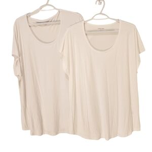 Lands' End White T-Shirts Scoop Neck Plus Size 1X & 3X
